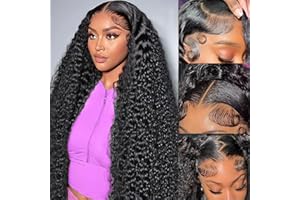 TONHONK 30 Inch Deep Wave Lace Front Wigs Human Hair 200 Density 13x6 HD Lace Frontal Wigs Human Hair Pre Plucked Deep Curly Glueless Wigs Human Hair Curly Wigs for Women Natural Color