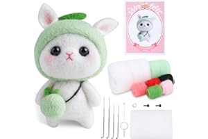 BAGERLA 1 Set Animal Needle Felting Kit, Wool Needle Felting Beginner Kits with Instructions and Basic Tools, Felting Needles, Foam Mat, Key Chains Needle Felting Starter Kit