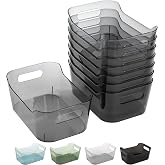 Tiawudi 8 Pack Plastic Storage Bins, Clear Pantry Organizers and Storage Containers, Multi-Use Organizer Bins for Kitchen, Bathroom, Office, Shelf, Fridge, Home Edit and Cabinet Organizers