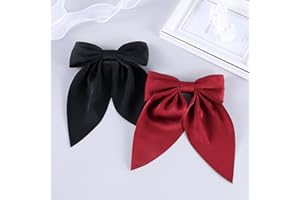 BEZTN Black and Burgundy Short Tail Bow Hair Ties for Women Girls, Classy Cute Small Hair Bows Hair Styling Accessories for Teen Toddler Girl Stuff, Alligator Clips Headdress, Back to School Outfits