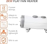Warmlite WL44004 Portable Flat Fan Heater 2000W 2 Heat Settings White view 2