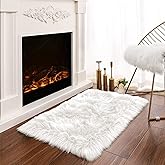 Latepis White Sheepskin Rug 2x3 Faux Fur Sheepskin Rug for Living Room Fluffy Washable Rugs for Bedroom Luxury Room Decor Fur