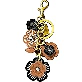 Spenlly Leather Flower Bag Charm for Women, Cute Floral Keychain Car Hanging Keyring Purse Charm Decoration for Handbags
