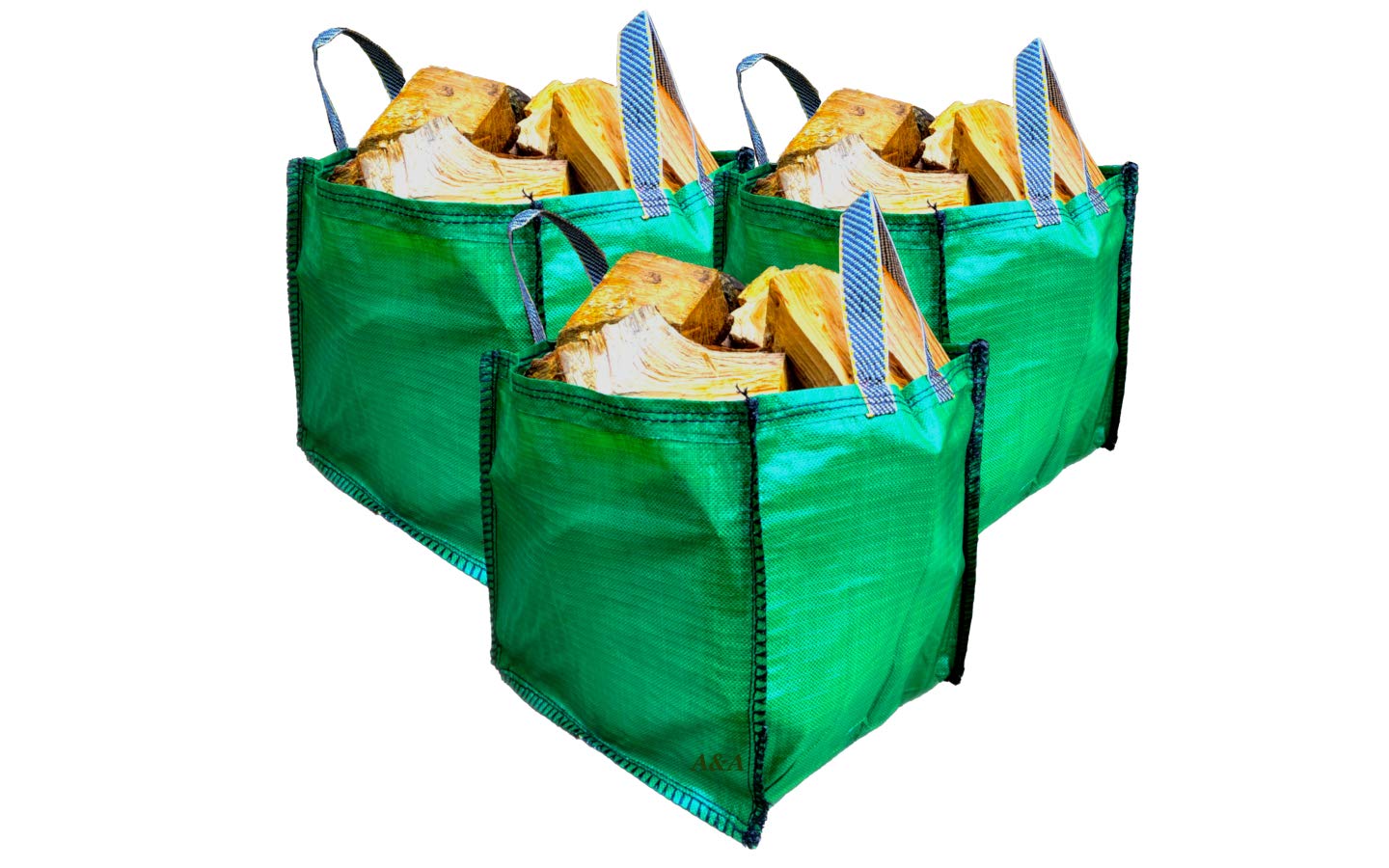 A&A SUPPLIES UK - 3 x Garden Waste Bags - 90 Litre - Sacks - With Bottom Handles - 45x45x45cm - Heavy Duty Garden Recyclable for Grass Leaves Storage