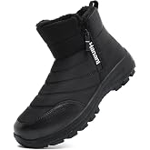 Hanani Mens Winter Snow Boots Fur Lined Warm Ankle Boots Zipper Closure Waterproof Outdoor Boots Men's Lightweight Comfortable Shoes