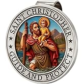 Rislobx St Christopher Medal for Car, Colorful Saint Christopher Visor Clip, Talisman for Safety, Christian Car Accessories, Gift for Drivers, Parent, Friends, Families