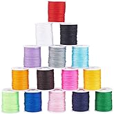 PH PandaHall 150 Yards 0.8mm Nylon Beading String for Bracelet, 15 Colors Chinese Knotting Cord Nylon Bracelet Thread Kumihimo Macrame Thread Cord for Friendship Bracelets Necklace Macrame Wind Chime
