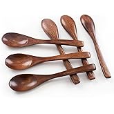 HANSGO Wooden Spoons for Eating, 6 PCS Small Wooden Spoons, 6 Inch | Table Spoon for Honey, Coffee, Tea, Hot Cocoa, Jam, Bath Salts, Stirring, Smooth Finish, Unique Gifts for Men Women