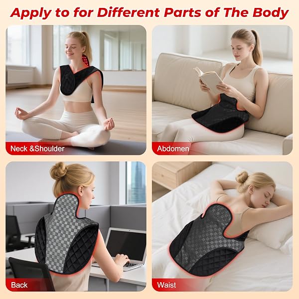 CHOLAS RED LIGHT THERAPY FOR BODY, 3-IN-1 NEAR INFRARED RED LIGHT THERAPY FOR SHOULDER BACK NECK, 660NM AND 850NM WEARABLE RED LIGHT PAD WITH 3 LIGHT MODES, FOR OFFICE HOME USE,GIFT FOR MEN WOMEN