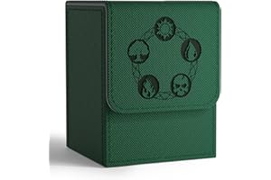 ZLCA Card Deck Box for MTG Cards, Trading Card Storage Box Fits 100+ Single Sleeved Cards, PU Leather Strong Magnet Card Deck