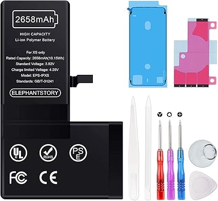 Amazon For Iphone Xs バッテリー 交換用 大容量 2658mah 交換用キット Pse 認証済 標準工具セット付き 説明書付き For Iphone Xs Elephantstory バッテリー