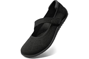 Arromic Wide Toe Box Flat Shoes Women Mary Jane Flat Shoes Comofortable Ballet Flat with Adjustable Straps Slip on Washable Knit Casual Flats