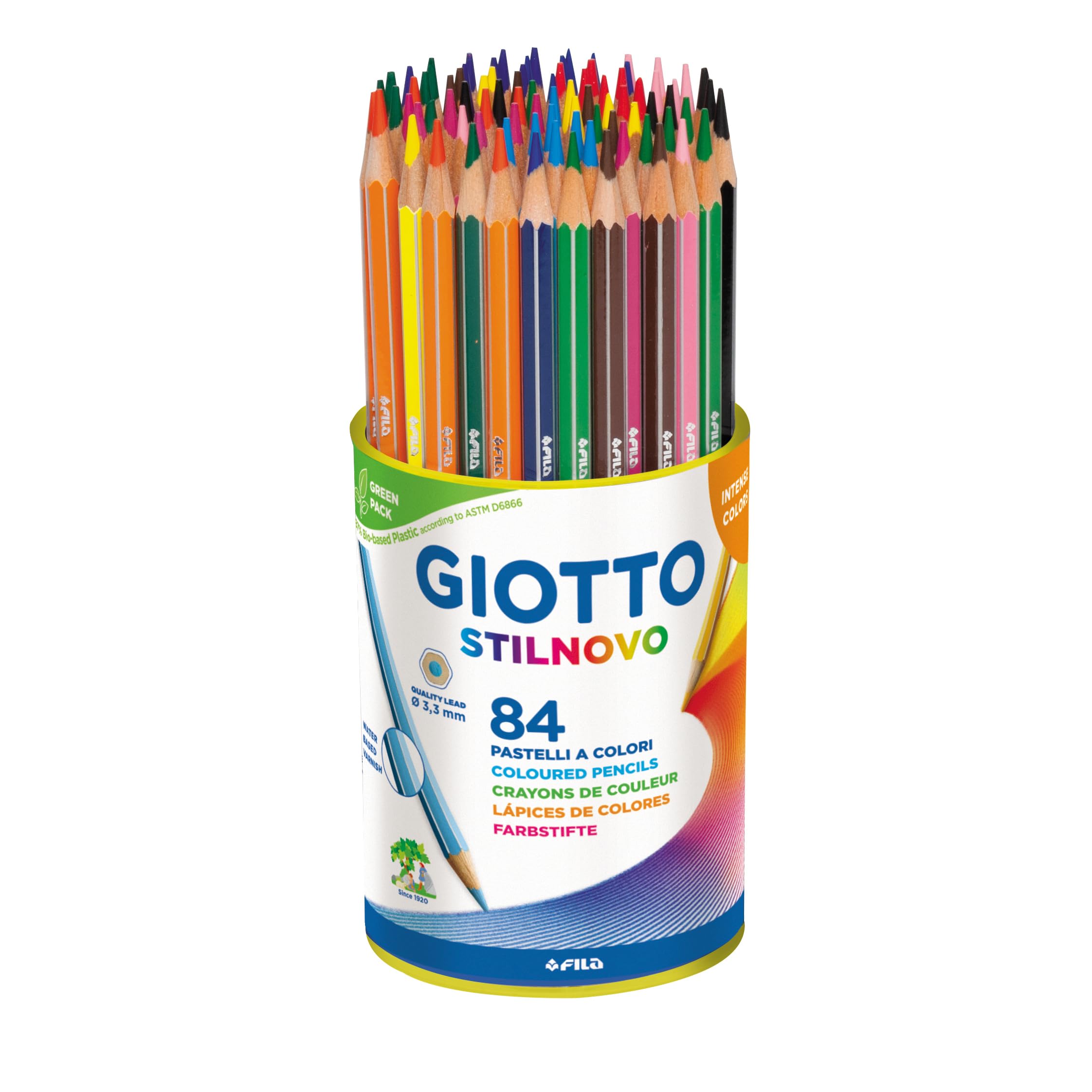 GIOTTO Stilnovo Intense Colours Colouring Pencils, 84 Pieces, Assorted Colours, For Children, Parties and Schools