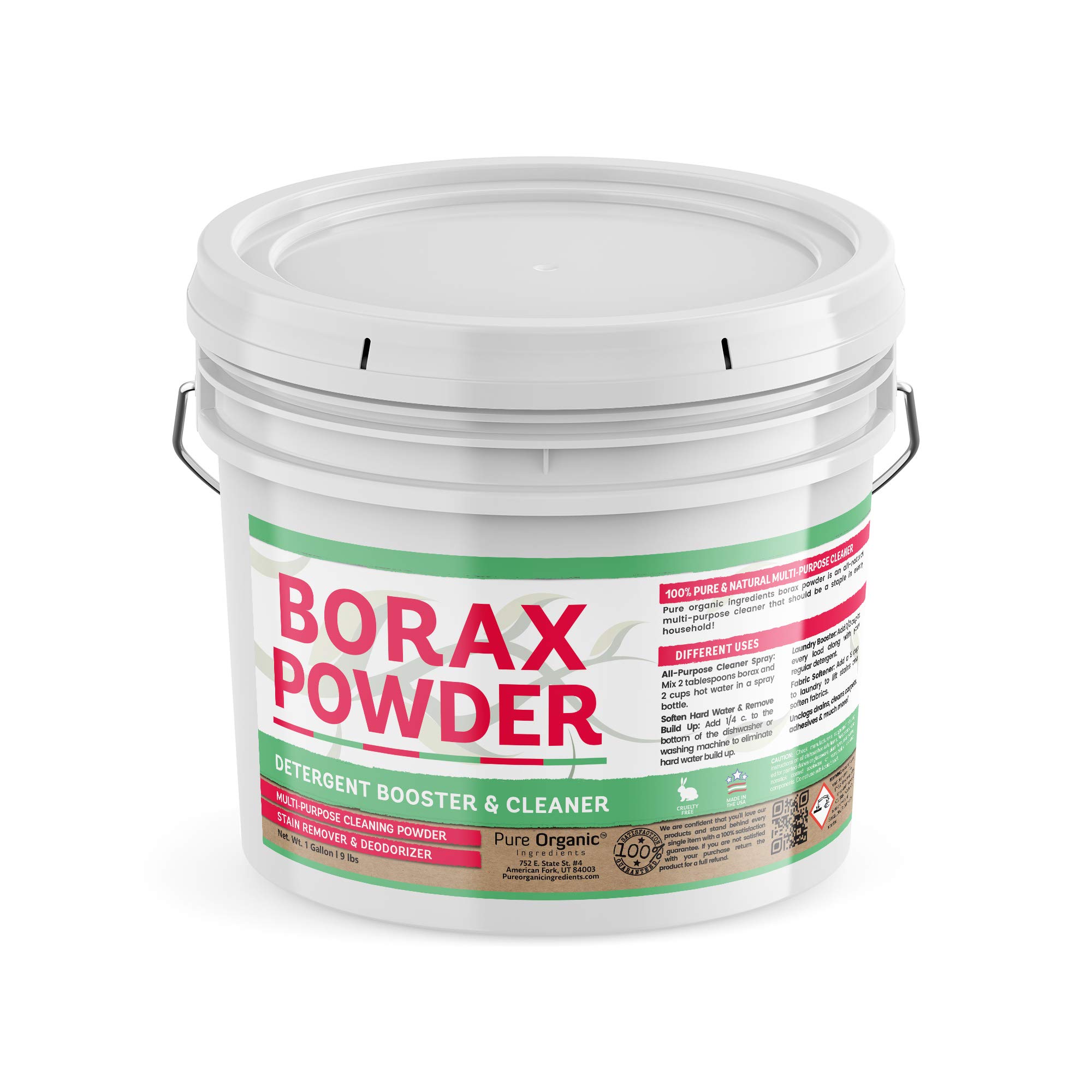 Borax Powder (1 Gallon, 9 lbs) by Pure Organic Ingredients, Resealable