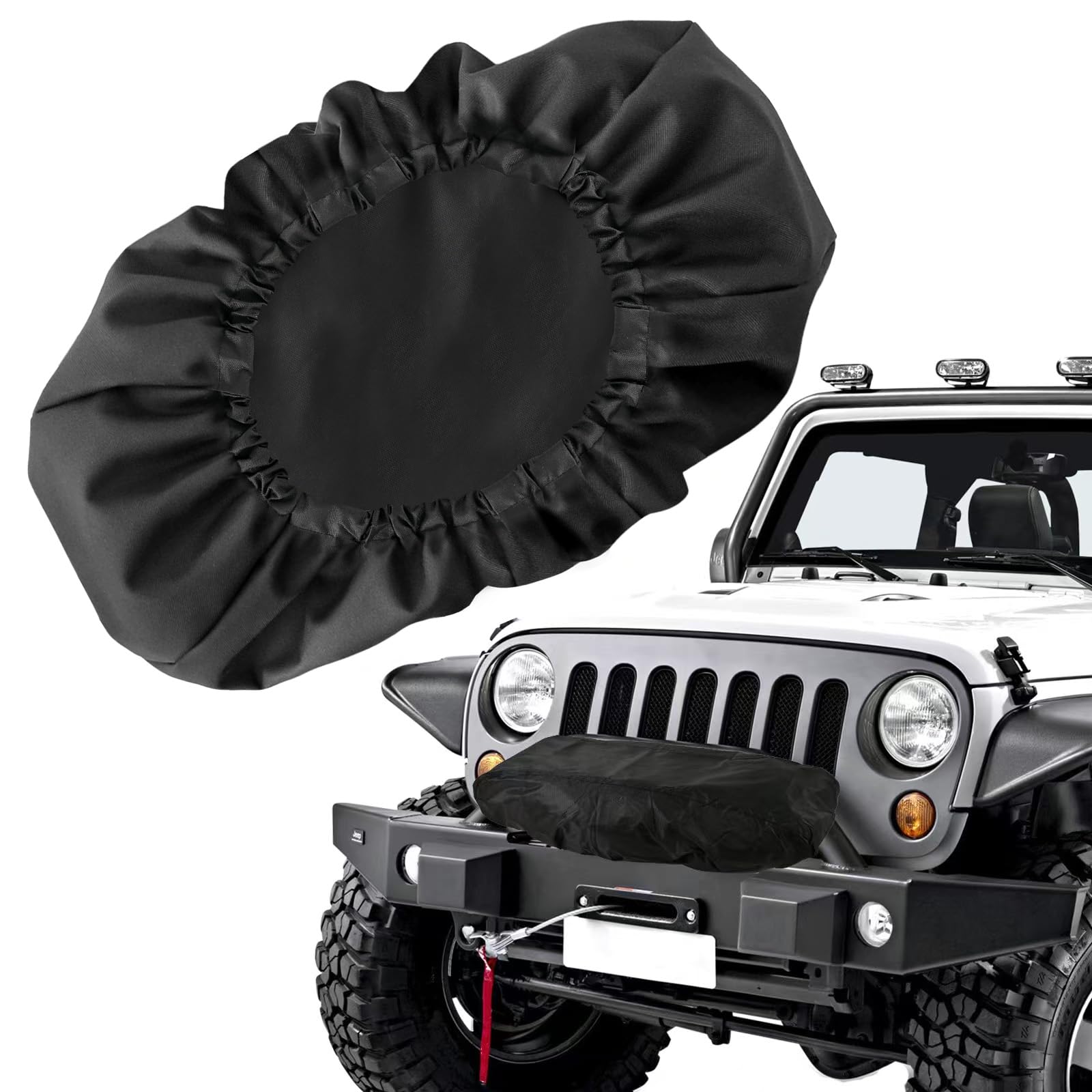 Photo 1 of Winch Cover, New Upgrade Heavy Duty 600D Oxford Fabric Winch Covers for 8500-17500 lbs Electric Winch, Waterproof Dustproof Sunproof UV Resistant Tear Resistant Durable, 22? x 9.8? x 7.5?