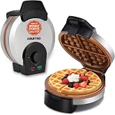 Gourmia Belgian Waffle Maker - Nonstick Cooking Plates, Stainless Steel | Adjustable Temperature Dial, Power &amp; Ready Indicator Lights, Cool-Touch Handle, Compact Upright Design, Easy to Clean Plates