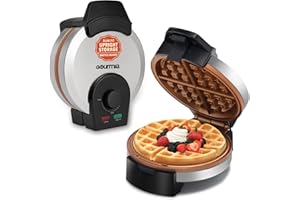 Gourmia Belgian Waffle Maker – Adjustable Browning Control, Nonstick Plates, Ready & Power Indicator Lights, Compact Upright 