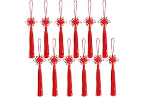 llxieym 30 Pieces Chinese Knot The Fortune Tassel Handmade Chinese Knotting Cord for New Year's Gifts Chinese Spring Festival, Red