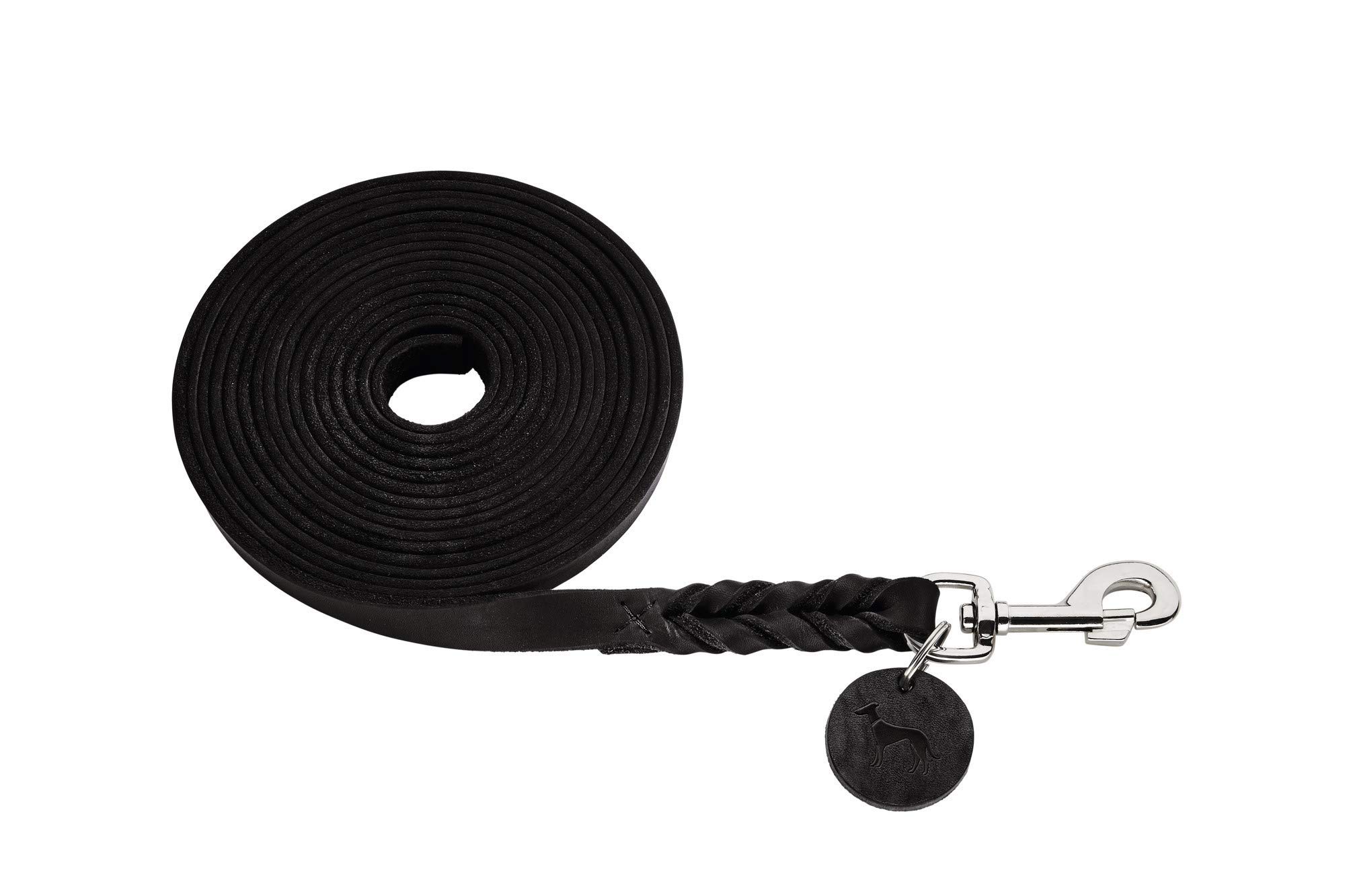 HUNTER Tracking leash Solid Education, 18/500 Soft genuine cow leather, black