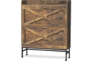 HOMICKER Shoe Cabinet with 2 Flip Drawers, Entryway Shoe Storage, Freestanding Shoe Organizer with Adjustable Shelves, Holds 24-32 Pairs, Eco-Friendly E0 Grade & Advanced Material HDF