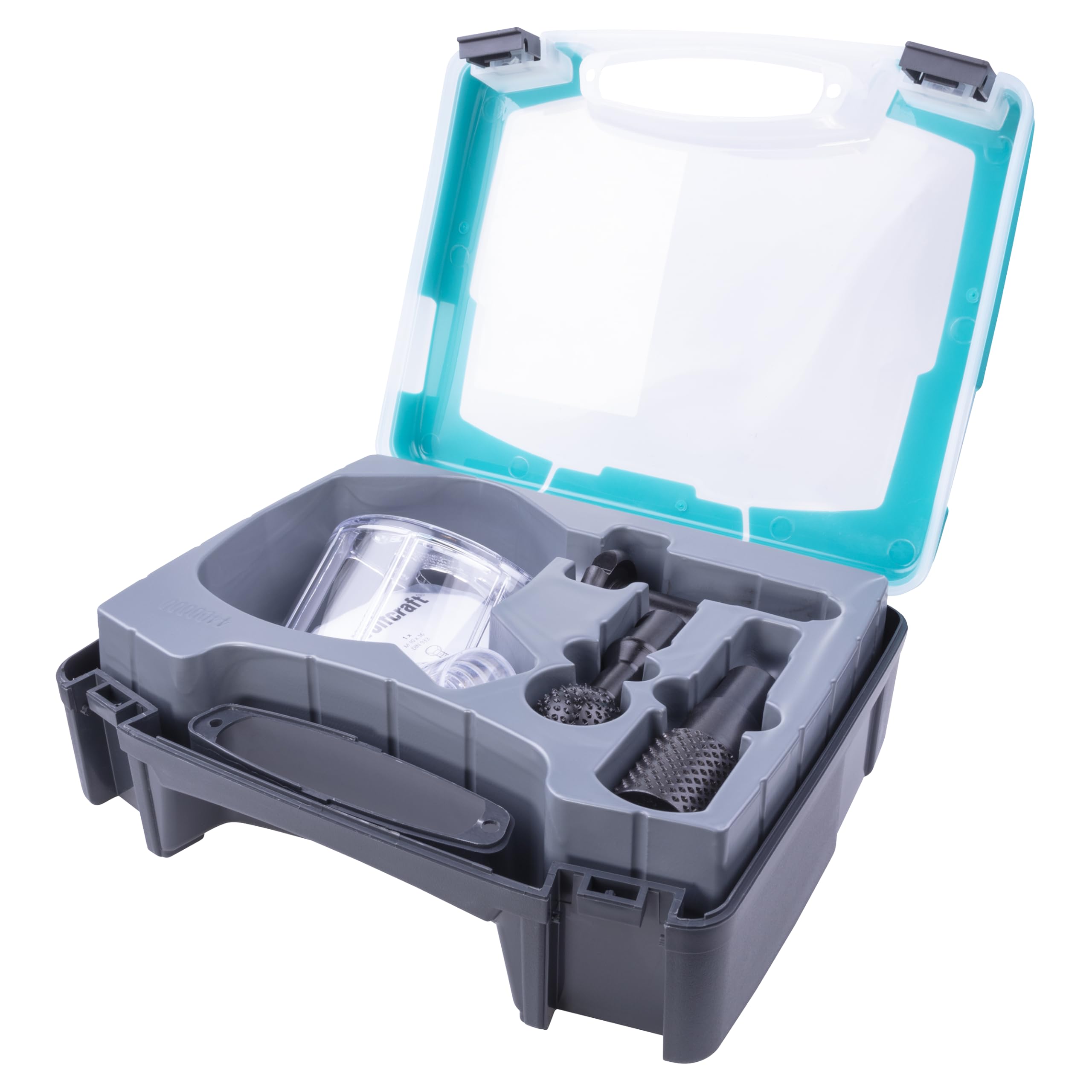 wolfcraft Woodworking Set for Angle Grinders, 4 Pcs. I 4400000 I for Low-dust milling, Modelling and rasping of Wood