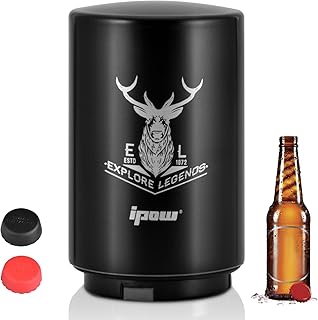 ipow Automatischer Flaschenöffner Push & Pull, Kapselheber Bieröffner mit Verschluss, Hirschkopf Motiv Cooles Deko im Bar, Haus, Restaurant etc.