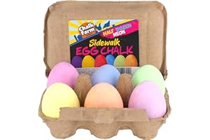 Chalk City Egg Sidewalk Chalk, 6 Count, Assorted Colors, Non-Toxic, Washable, Art Set, Easter basket stuffers for toddler (Neon)