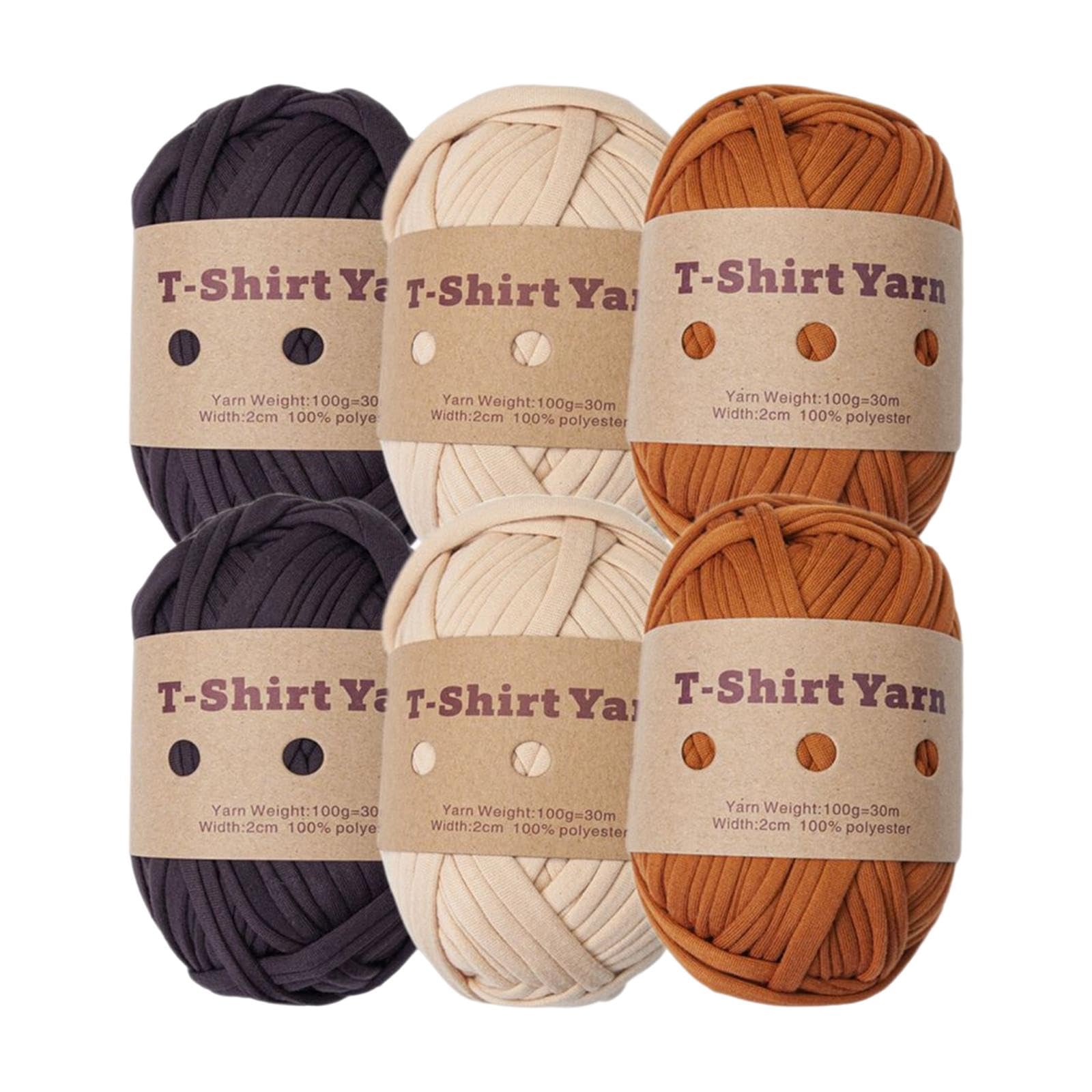 Baoblaze 6Pcs Knitting Yarn Set T-Shirt Yarn Elastic Crocheting Projects Chunky Yarn Spaghetti Yarn for Bags Throw Blanket Crochet Carpets Home Decor, Set A