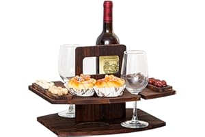 Portable Picnic Table Wooden Picnic Table Detachable Wine with 2 Glass Holder and Snack Tray, Wine with Handle for Party, Cam