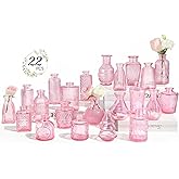 RUCKAE Pink Flower Vase in Bulk 22 Glass Bud Vases Vintage Small Vases for Centerpiece Table Wedding Decorations Home Decor Party (Pink)
