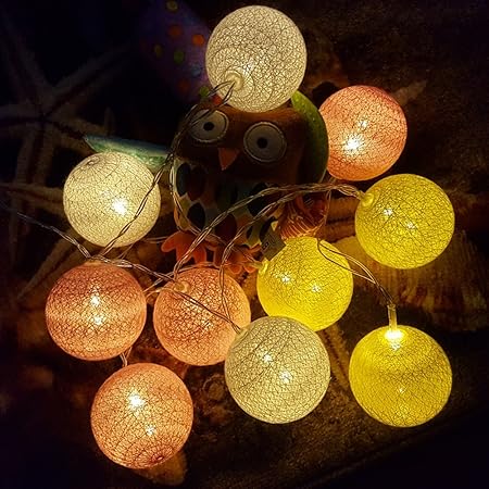Amazon Com Chickwin Cotton Ball String Lights Battery Powered