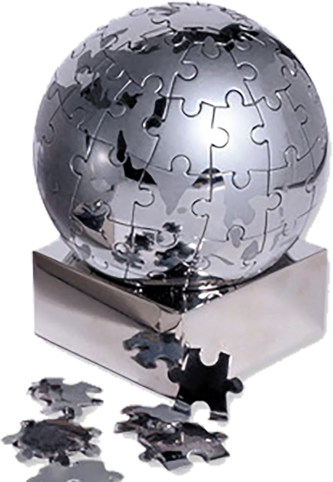 eBuyGB Stainless Steel World 3D Puzzle Globe, Silver Amazon