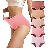 Saliryj Women's Cotton Underwear High Waisted Underwear Soft Briefs Full Coverage Ladies Panties 5 Pack(Regular & Plus Size)