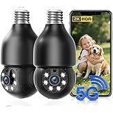JUFLSKY Light Bulb Security Camera 5G& 2.4GHz WiFi 2K Security Cameras Wireless Outdoor Motion Detection and Alarm,Two-Way Ta