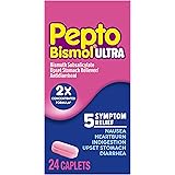 Pepto Bismol Ultra Caplets, 2X Concentrated Formula*, Upset Stomach Relief, Bismuth Subsalicylate, Multi-Symptom Relief of Ga