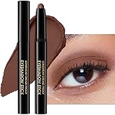 Erinde Waterproof Cream Eyeshadow Stick, Dark Brown Matte Eye Shadow Sticks, Cream to Powder Eyeshadow Crayon, Buildable &amp; Blendable Long-Lasting Eye Shadow Stick, Vegan &amp; Cruelty-Free, 02