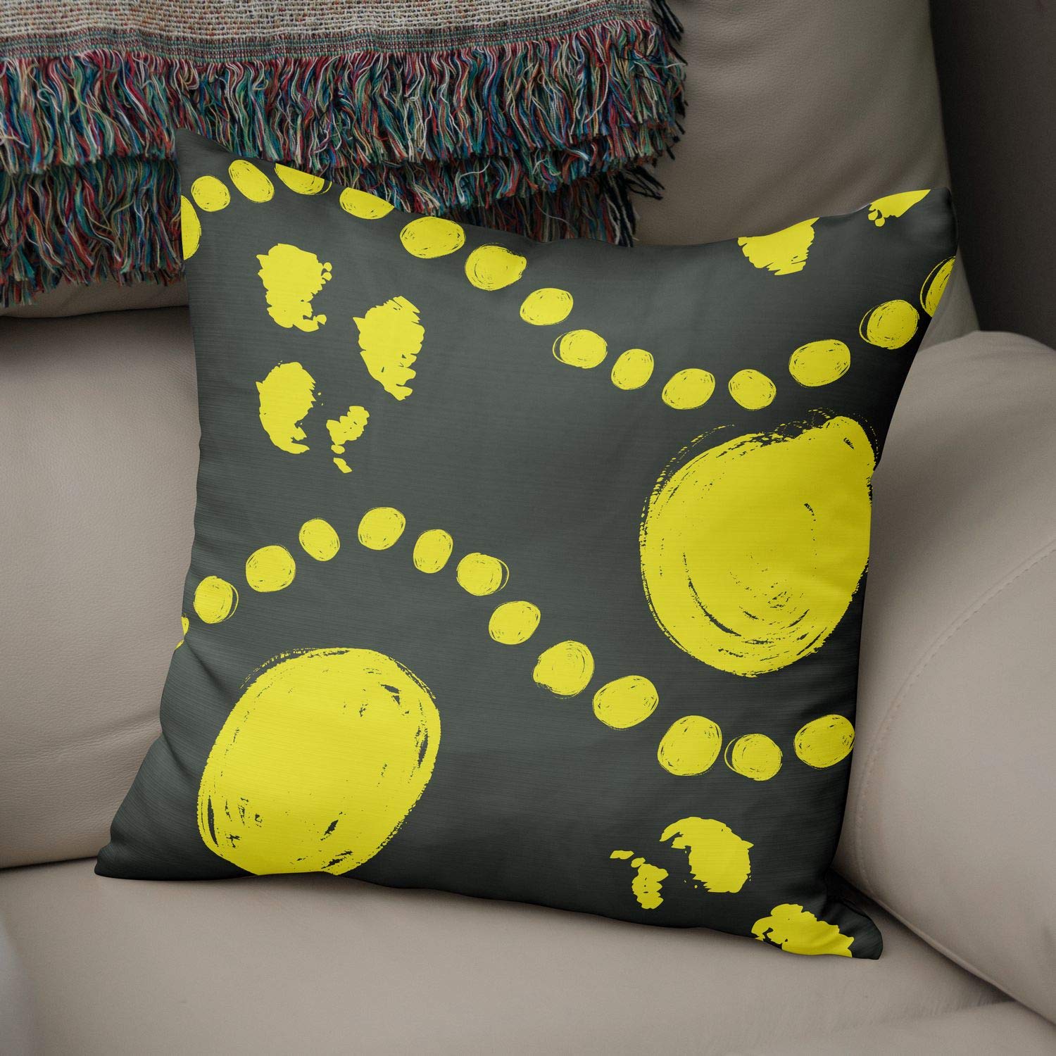 Bonamaison Decorative Cushion Cover Neon Yellow & Fume, Throw Pillow Covers, Home Decorative Pillowcases for Livingroom, Sofa, Bedroom, Size: 50x50 Cm - Designed and Manufactured in Turkey