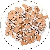 200 Pcs Price Tags, Small Tags with Elastic String, Jewelry Price Tag Writable Kraft Gift Tag for Christmas Gift Clothes Jewelry Stocking Stuffers (Brown,1.02&times;0.47inch)