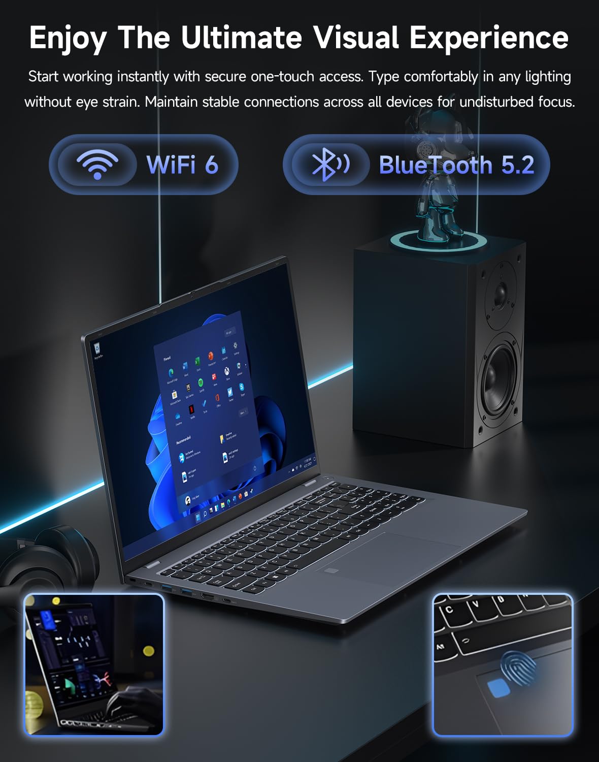 Gaming-Laptop-Computer, 12th Inter 12-Core i5-1240P (Beat i5-12450H, Up to 4.4GHz) 16GB DDR4 512GB NVMe, Windows 11 Laptop, 15.6