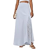 Lepunuo Womens Maxi Skirts Casual Elastic High Waisted Flowy Long Skirts Trendy Cute Skirts