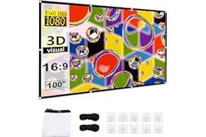 F FREEQUEEN LOVE LIFE Projector Screen 100 Inch, Foldable Wrinkle Free Movies Screen Wall Mount, 16:9 4K Rear Front Projection Screen with Hooks Ropes, Easy to Set up for Backyard Home Theater
