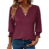 LOMON Women's 2026 Fashion Tops 3/4 Length Sleeve Business Casual Blouses Summer Tees Shirts S-4X