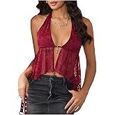 MakeMeChic Women's Halter Tops Y2k Going Out Cheetah Print Top
