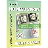 KOALA Matte Waterslide Decal Paper for INKJET & LASER Printers, No Need Spray Coating, White 8.5x11 Inch Water Slide Paper fo