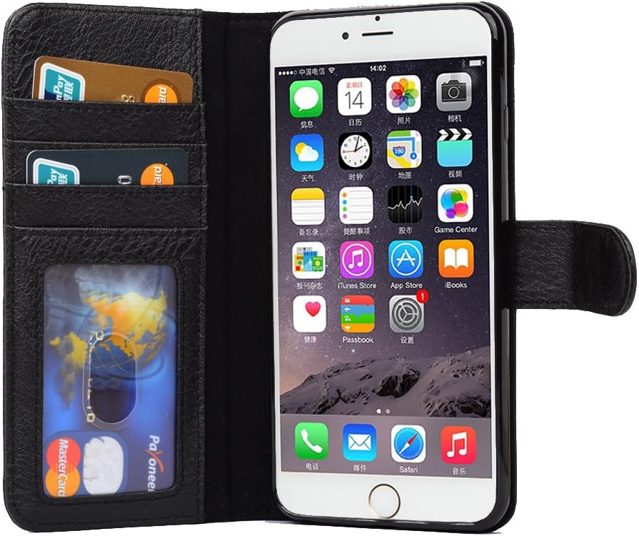 Iphone 6 Case, Grand Albert Iphone 6 4.7" Wallet Case [Pu Black] - Premium Pu Leather Wallet Cover with [Card Slots] and [Strap] for Apple Iphone 6 4.7 Inch (Pu Black)