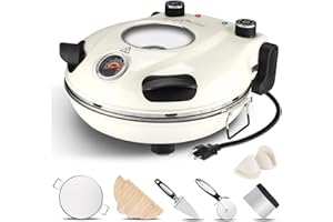 Davivy 12" Pizza Oven Indoor Electric, with Stone & Grill Pan, Portable Electric Pizza Maker Machine for Home, Heats up to 80