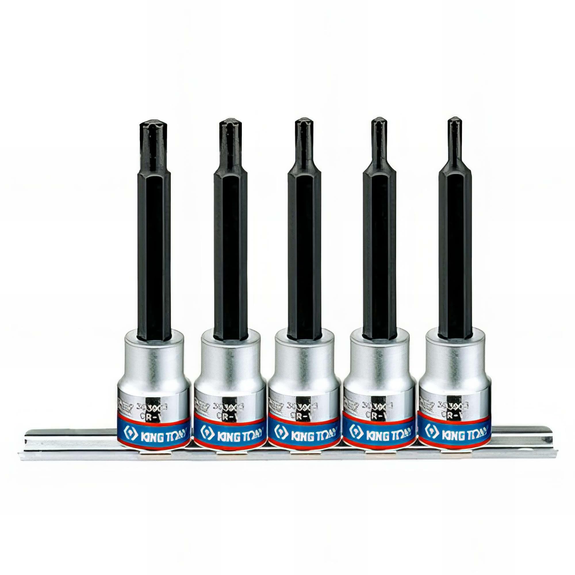 KING TONY 3105PR01 Set De 5 Sockets 3/8" Ribe M5-m10 L:90mm for DIYers & Professionals, Ideal for Repair and Installation tasks, 90mm