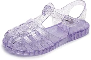 ursloole Toddler Girls Jelly Shoes Soft Unisex-Child Boys Jellies Sandals Rubber Sole Closed Toe Beach Summer Mary Jane Kids Princess Dress Flat