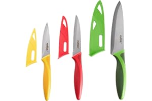 Zyliss 3 Piece Value Knife Set with Sheath Covers, Stainless Steel, Assorted Colors (E920191U)