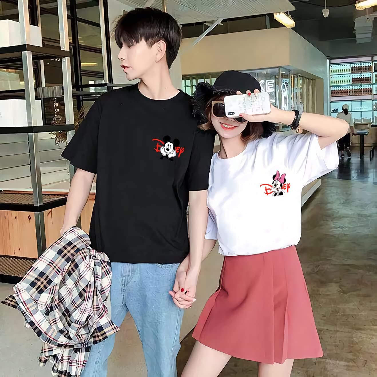 Amazon Q1 33 カップルt Shirt 親子服 ディズニー ペアルックtシャツ ミッキー ミニー マウス 半袖 シンプル カジュアル 結婚お祝い 恋人 綿100 Tシャツ カットソー 通販
